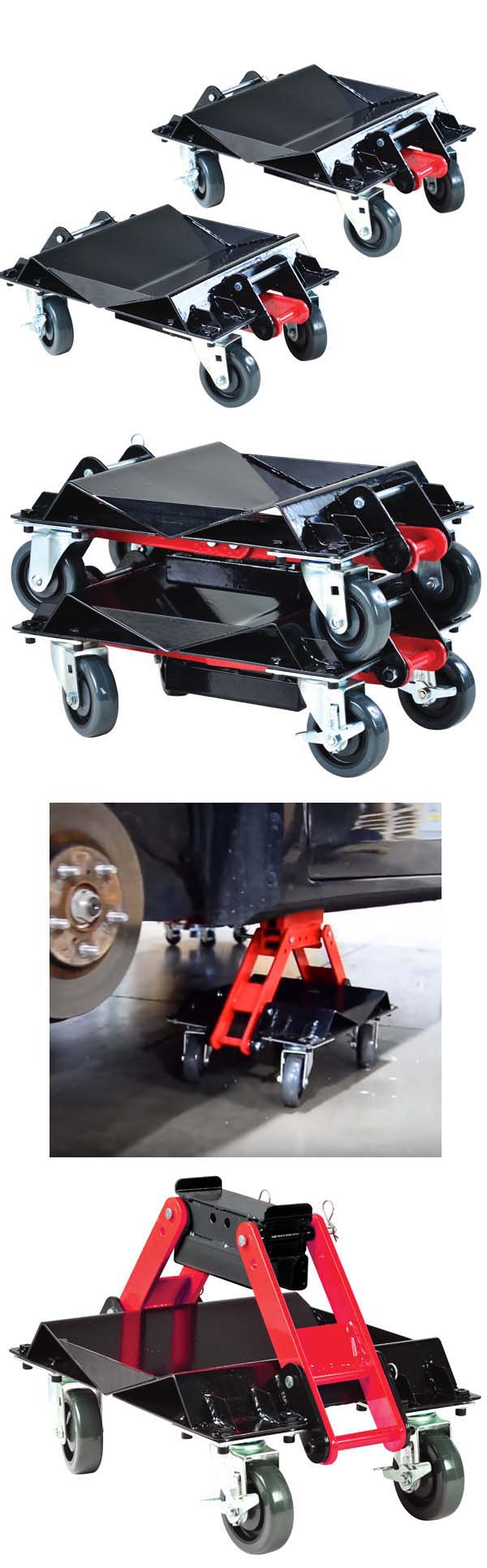 ATD Tools 7466 Heavy Duty Car Dolly Set - 1,500 Lbs Capacity Each (6,000 Lbs Total), 3" Steel Casters