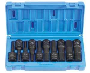 GRY-1498MH Grey Pneumatic 1/2 Dr. 10 Pc. Impact Hex Driver Metric Set