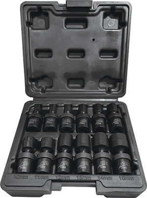 ATD-2212 ATD 2212 12 Pc. 1/4 Dr. 6 Pt. Metric  Universal/Swivel Impact Socket Set