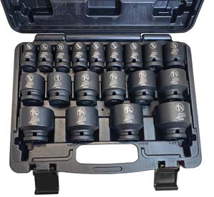 ATD-44219 ATD 44219 19 Pc. 1/2 Drive 6 Point SAE Standard Impact Socket Set