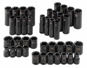 SKT-4090 SKT-4090 40 Piece 3/8 Dr. 6 Pt Fractional/Metric Impact Socket Set