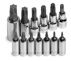 SKT-84213 SK 84213 13 Piece 1/4, 3/8 & 1/2 Drive TORX Bit Socket Set