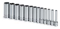 SKT-1312 SK Hand Tools 1312 Metric Socket Set Deep 9 Pc. 1/4 Dr. 6 pt. 4-15mm