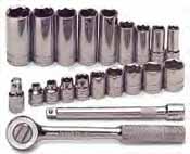 SKT-4521 SK 4521 21 Pc. 3/8 Dr. 6 pt. SAE Socket Set W/ Pro Ratchet