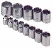 SKT-4653 SK 4653 13 Pc. 3/8 Dr. 12 pt. Standard 1/4-1 Socket Set