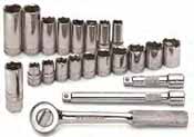 SKT-91820 SK 22 Pc. 3/8 Dr. 6 pt. Metric Socket Set W/Pro Ratchet/Extensions