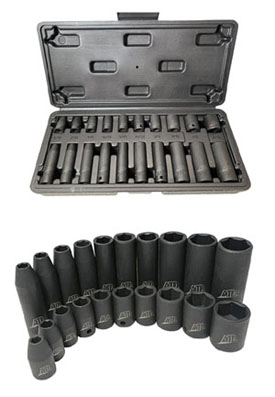 ATD-2220 ATD 2220 20 Pc. 1/4 Drive 6 Point SAE Standard & Deep Impact Socket Set