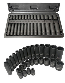 ATD-2228 ATD 2228 28 Pc. 1/4 Drive 6 Point Metric Standard & Deep Impact Socket Set