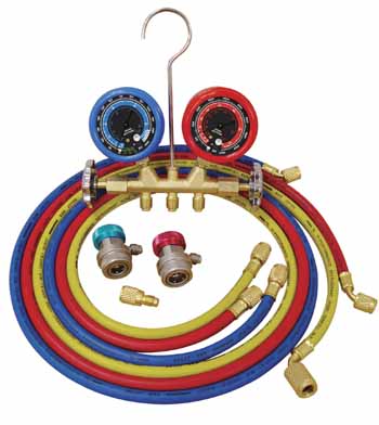 ATD-3694 Deluxe Dual Brass A/C Manifold Gauge Set ATD 3694