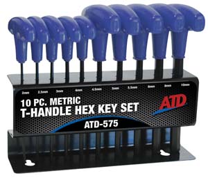 ATD-575 ATD 10 Pc. Metric T-Handle Hex Key Set