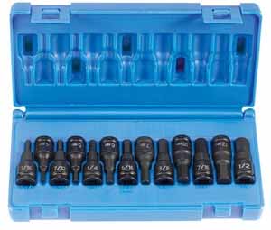 GRY-1298HC Grey Pneumatic 3/8 Dr. 13pc. SAE/MM Impact Hex Driver Set