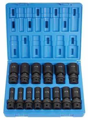 GRY-1314UD Grey Pneumatic 1/2 Dr. Deep SAE 6pt Universal Impact Socket Set