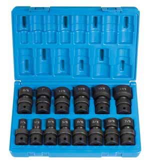 GRY-1314U Grey Pneumatic 1/2 Dr. 6pt. Std. Universal Impact Socket Set