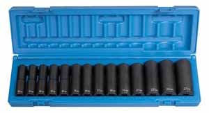 GRY-1412MD Grey Pneumatic 1/2 Dr. 14pc. Metric Deep Impact Socket Set 10-27mm