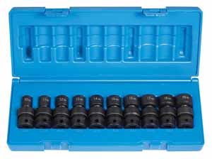 GRY-1610UM Grey Pneumatic 12pt. 3/8 Dr. Metric Impact Universal Socket Set