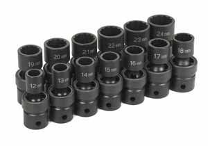 GRY-1713UM Grey Pneumatic 1/2 Dr.  Metric Universal Impact Socket set