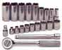 SKT-4521 SK 4521 21 Pc. 3/8 Dr. 6 pt. SAE Socket Set W/ Pro Ratchet